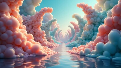 A dreamlike background with warped perspective