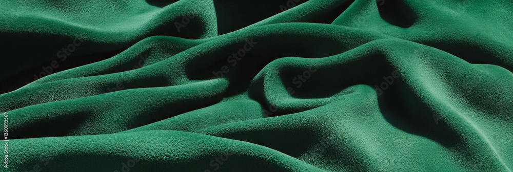 Poster emerald green suede fabric with a fine nap and subtle texture highlighting warm shadows