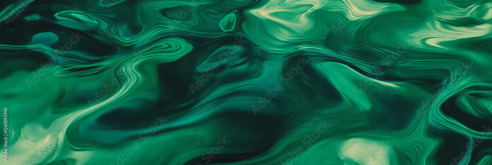 Poster Forest green water with gentle waves reflecting light and creating dynamic ripples