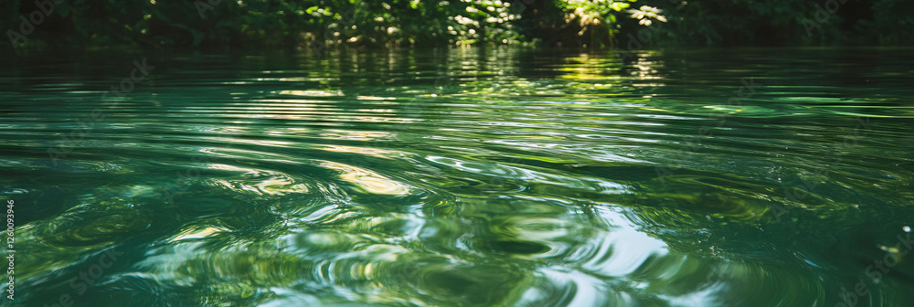 Poster forest green water with gentle waves and deep shadows creates a serene natural backdrop