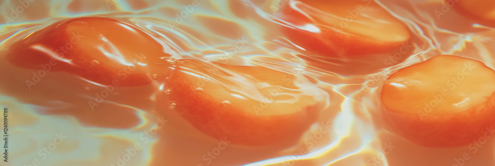Aufkleber Hazelnut milk and sliced persimmon create calming waves in a tranquil setting