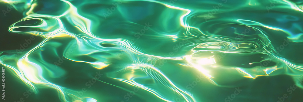 Poster gentle ripples of jade green water creating soft shadows in a serene setting