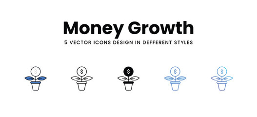 Money Growth vector icons set stock illustration