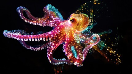 Vibrant Octopus in Oceanic Depths: A Symphony of Color and Grace