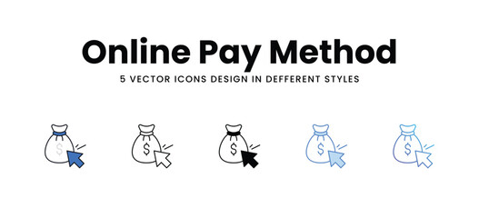 Online Pay Method vector icons set stock illustration