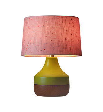 Vintage Ceramic Table Lamp with Artistic Fabric Shade - Transparent PNG for Interior Decor & Product Mockups