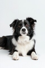 Loyal dog with striking black and white fur, showcasing gentle e