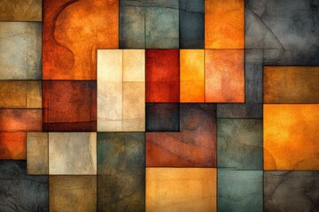 Fototapeta premium Abstract composition of geometric shapes in warm tones and cool shadows creating a modern artistic display
