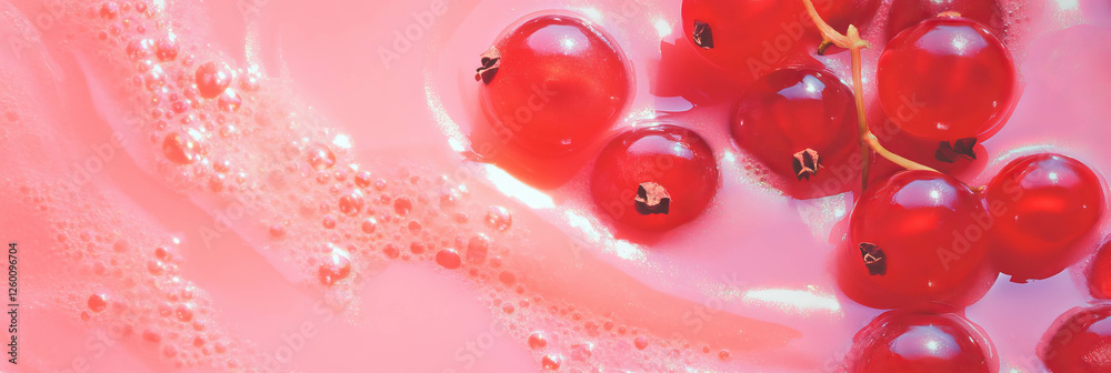 Poster light red milk with red currant berries creates a vibrant visual experience