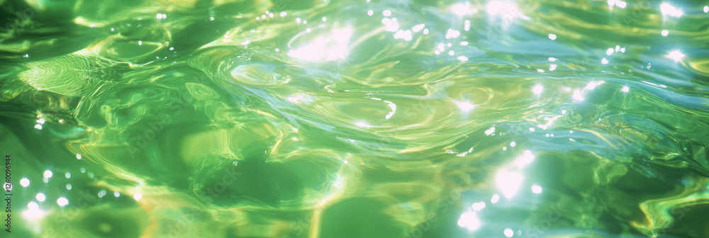 Aufkleber bright lime green water with ripples and splashes creating a vibrant background effect