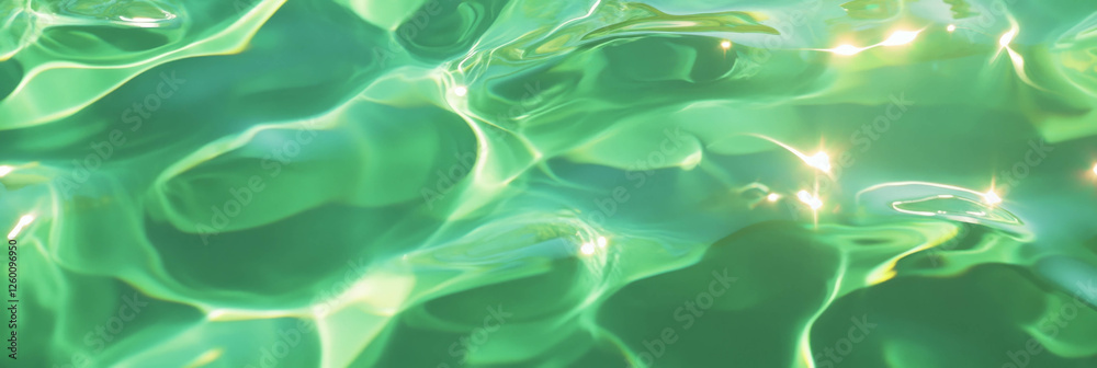 Poster vivid lime green water with lively ripples and sparkling highlights in a serene setting