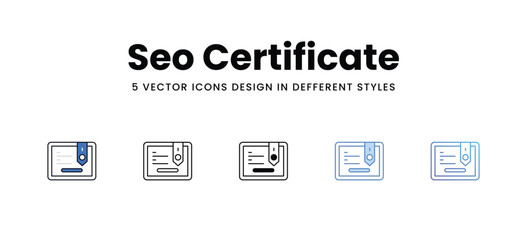 Seo Certificate vector icons set stock illustration