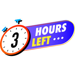 Fototapeta premium Countdown 3 hours left badges color style