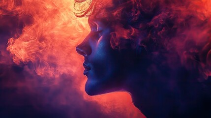 facing my faith digital painting of a silhouette of a man with smoke