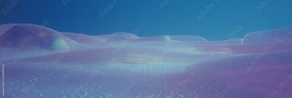 Aufkleber Visual of mesh netting layered over smooth ice in a serene, colorful environment