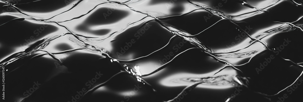 Poster Textured patterns of mesh netting and smooth ice create an intriguing visual contrast