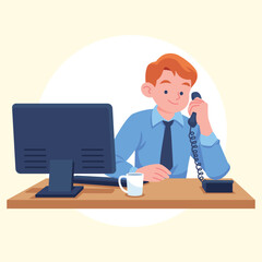 Flat Vector Office Man And Woman Illustration