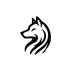Fierce Howling Wolf Logo – Modern Black Tribal Wolf Head Silhouette, Bold and Sharp Wild Animal Design for Sports, Business, Gaming, or Branding