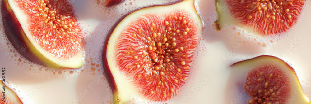 Poster creamy milk with sliced figs creating a delightful presentation and texture