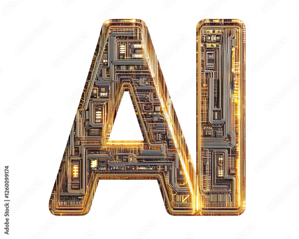 Poster ai text design with circuit patterns and glowing elements, symbolizing technology and innovation. th
