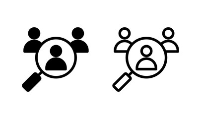 Hiring icon logo design. Search job vacancy sign and symbol. Human resources concept. Recruitment