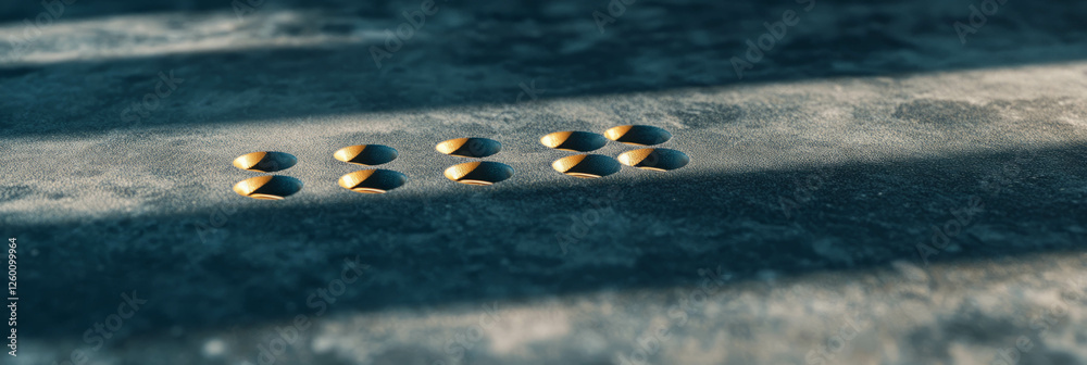 Poster Unique pattern created by perforated suede on textured slate surface