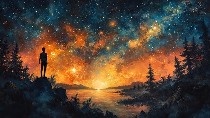 facing my faith man looking at the milky way at night