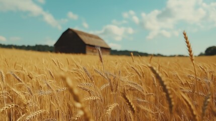 Golden Wheat Field and Rustic Barn Picture Title Description and Keywords List of Tags and Content M