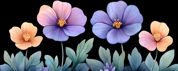 Obraz premium Pastel floral design, dark background, website decor
