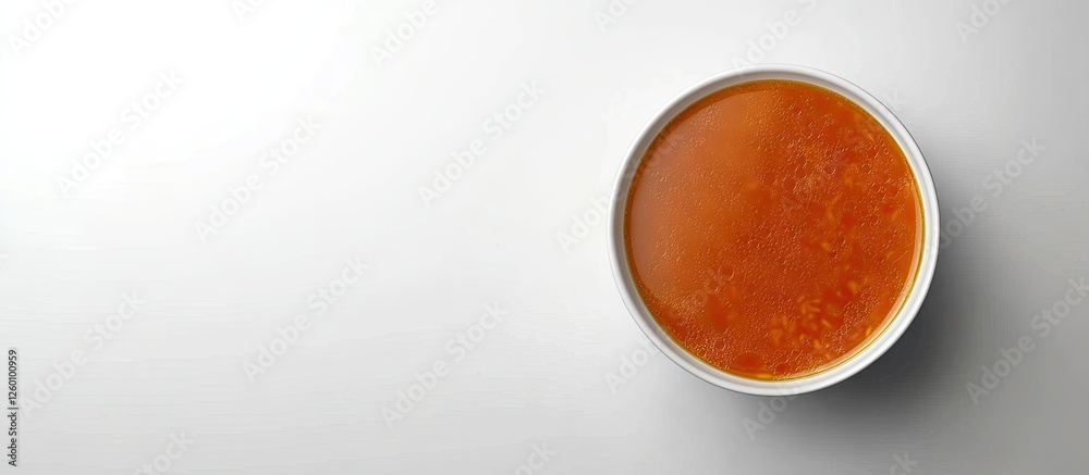 Poster colorful bowl of rich vegetable broth placed on clean light gray background with subtle shadows high