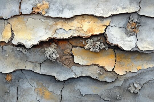 Textured wall with layers of peeling paint and unique formations showcasing natural aging in an urban setting