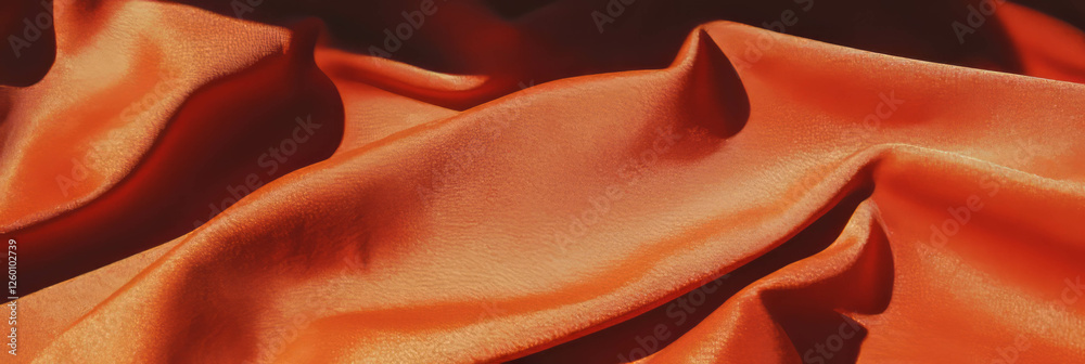 Poster rust brown suede fabric featuring intricate folds and deep shadows under side lighting