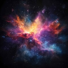 A vibrant and colorful nebula glowing brilliantly in deep space