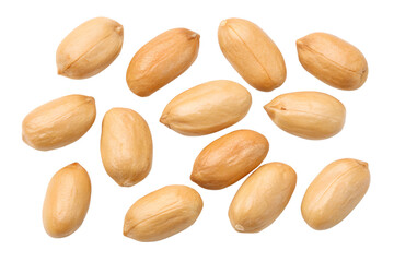 ten peanuts without shell isolated on transparent background png
