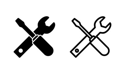 Tools icon logo design. tool sign and symbol. setting icon. Wrench and screwdriver. Service, repair