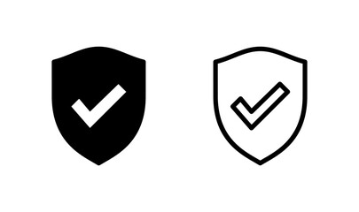 Shield check mark icon logo design. Protection approve sign. Insurance icon