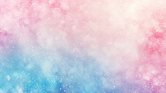 Pastel gender reveal party background, soft pink and blue gradient, gentle glowing lights, subtle sparkles, airy bokeh effect, clean space for text