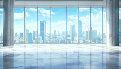 Spacious Office with Stunning Cityscape View - Bright and Modern Office Space with Large Windows