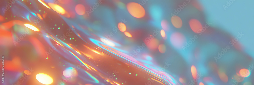Poster Vibrant abstract bokeh patterns with shimmering irregular shapes and varied colors