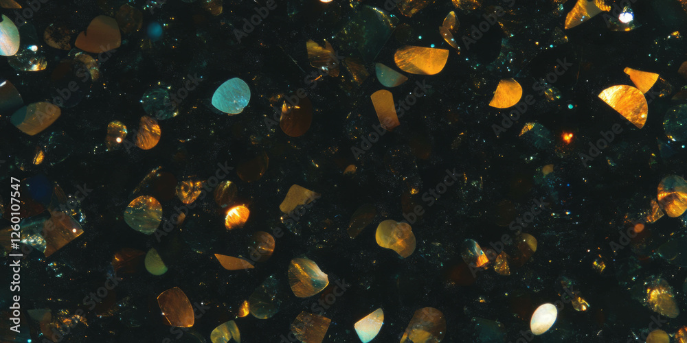 Poster Colorful abstract bokeh patterns create a shimmering overlay against a dark backdrop