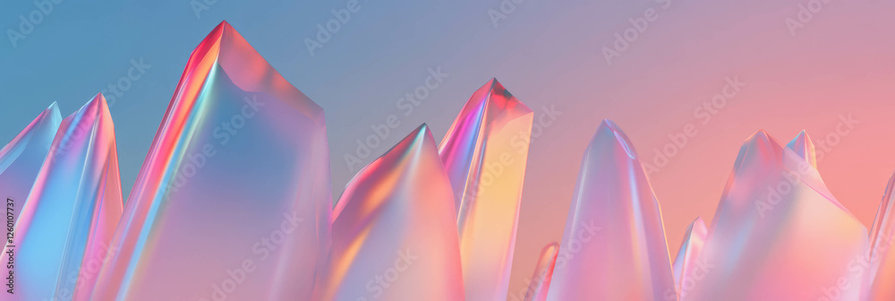 Poster vibrant abstract crystal flares with irregular shapes and colorful gradients