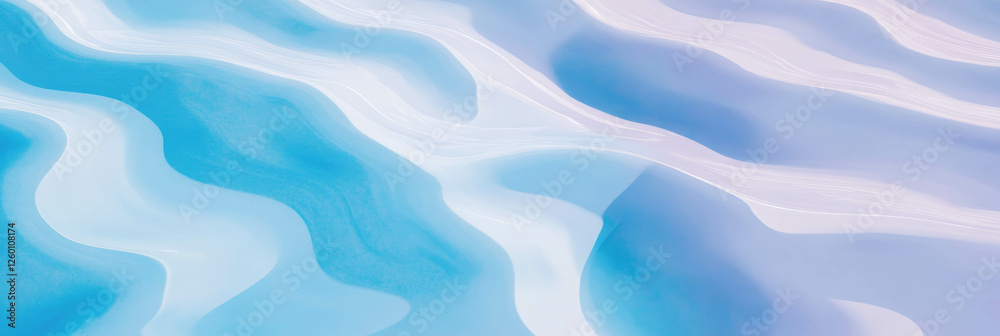 Poster Abstract wave pattern showcasing soft light blues and a serene water-like texture