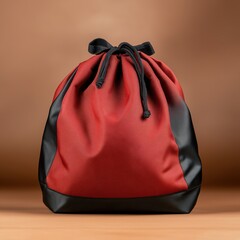 Elegant red bag displayed against a warm natural background highlighting its design and texture