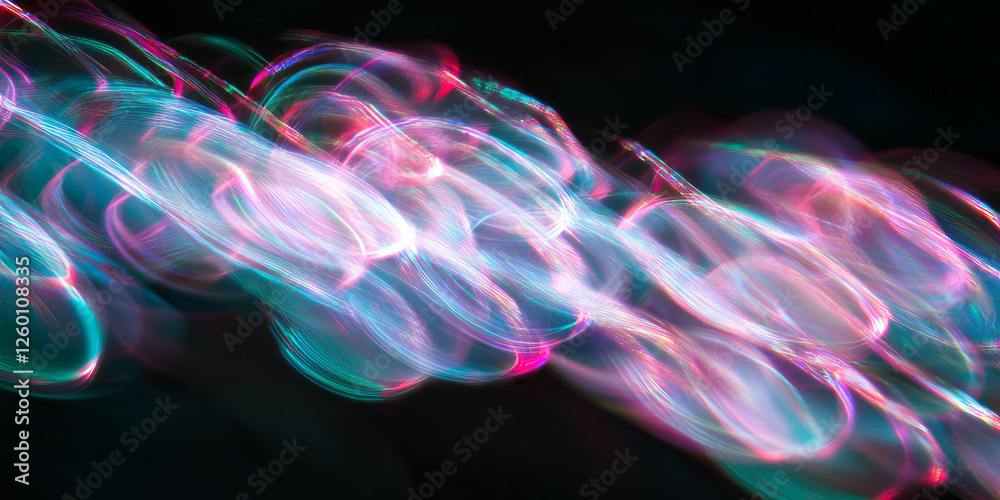 Aufkleber Dynamic bokeh texture with angular and circular patterns against a black background