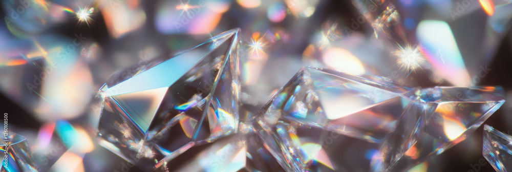 Poster Captivating angular bokeh shapes with sharp edges and sparkling reflections in vibrant light