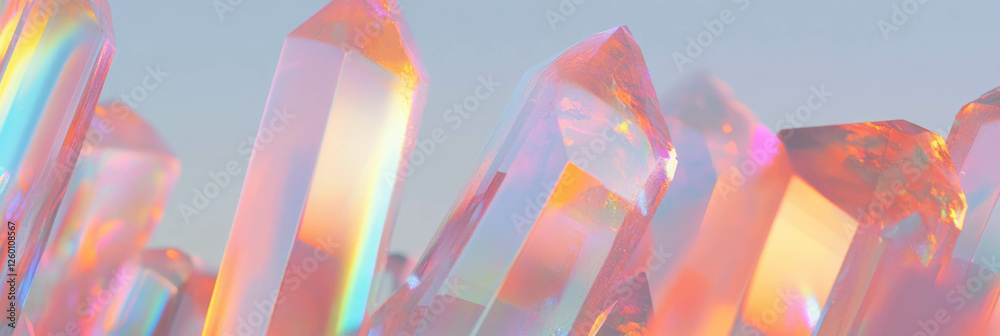 Poster Angular crystal flares exhibiting distinct color separation and sharp edges in vibrant sunlight