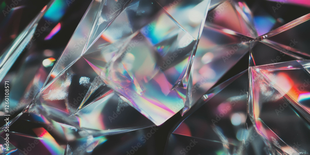 Poster Angular bokeh shapes with sharp edges and brilliant sparkle on a dark background create depth