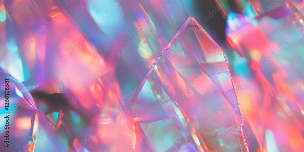 Poster Angular bokeh shapes create a vibrant textured overlay against a dark backdrop