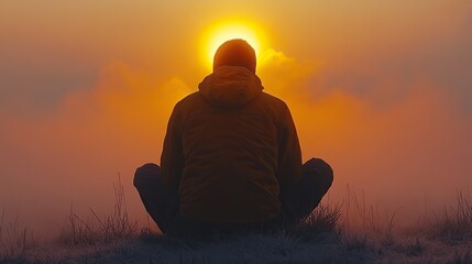 facing my faith silhouette of a man looking at the sun in the fog