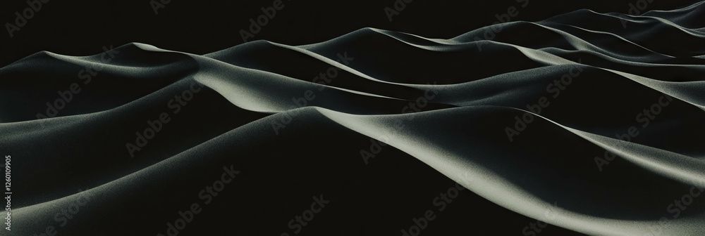 Poster Exploring the dramatic textures of black sand dunes with sharp crests and deep shadows